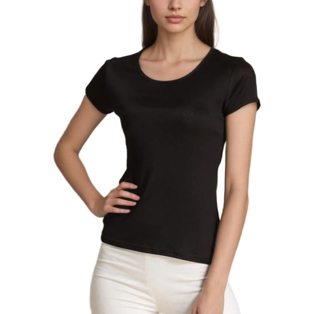 Womens Mulberry Silk Crew Neck Short Sleeve T Shirt Casual Summer Top Medium